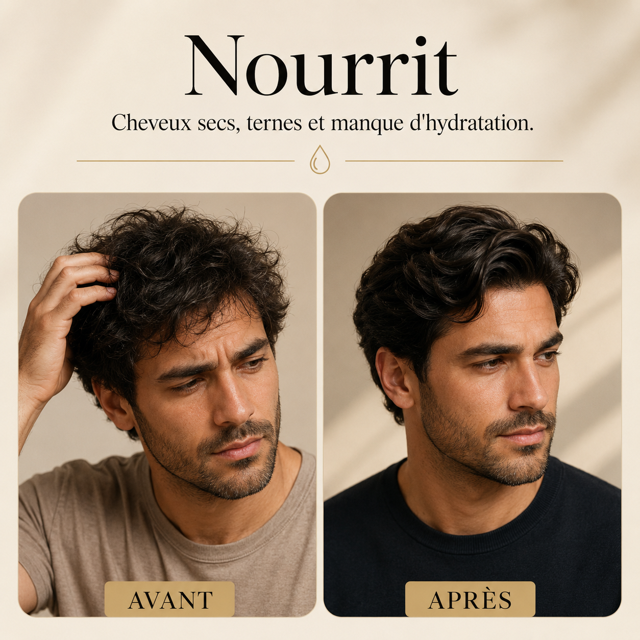 Cheveux nourris avant après