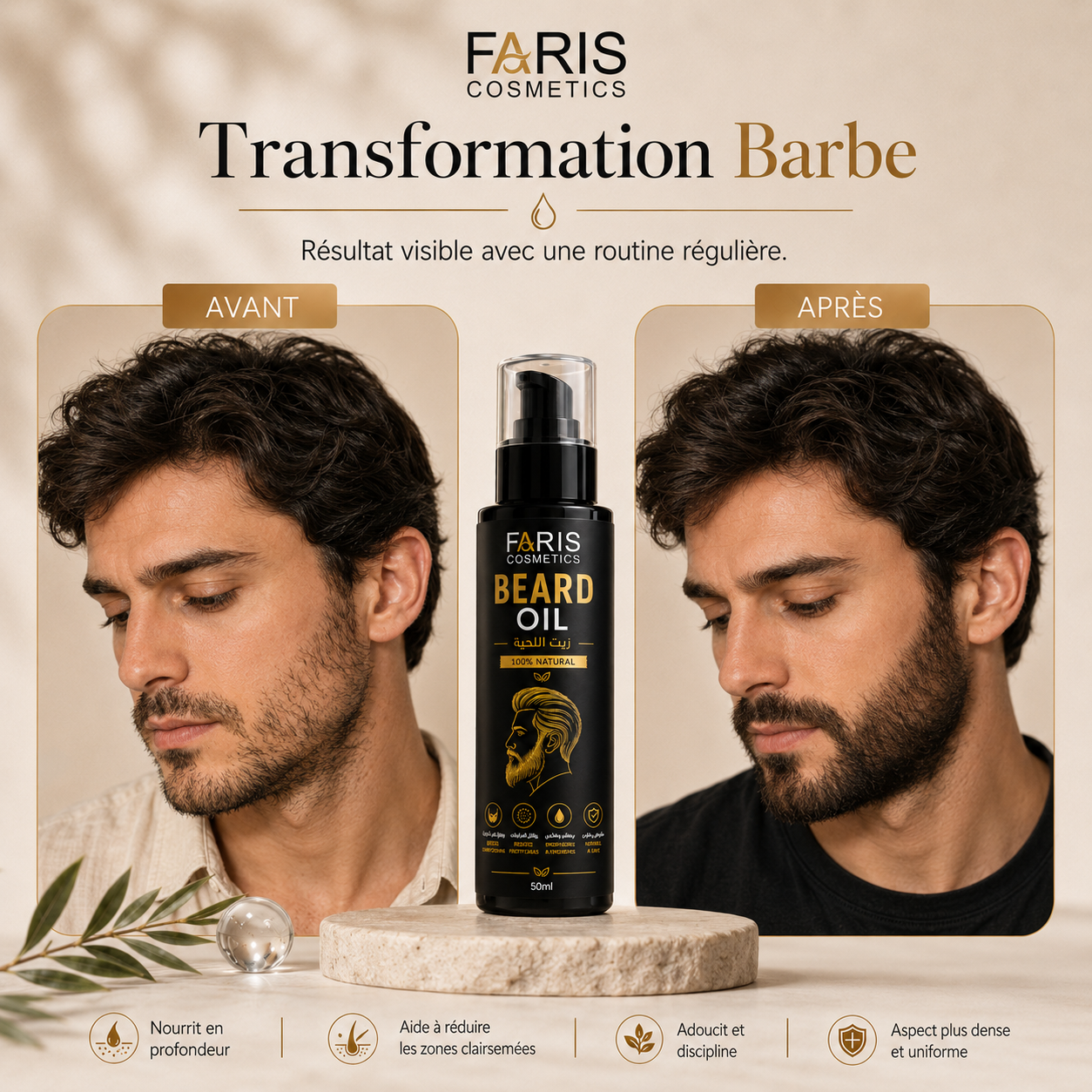 Résultat barbe Faris Cosmetics